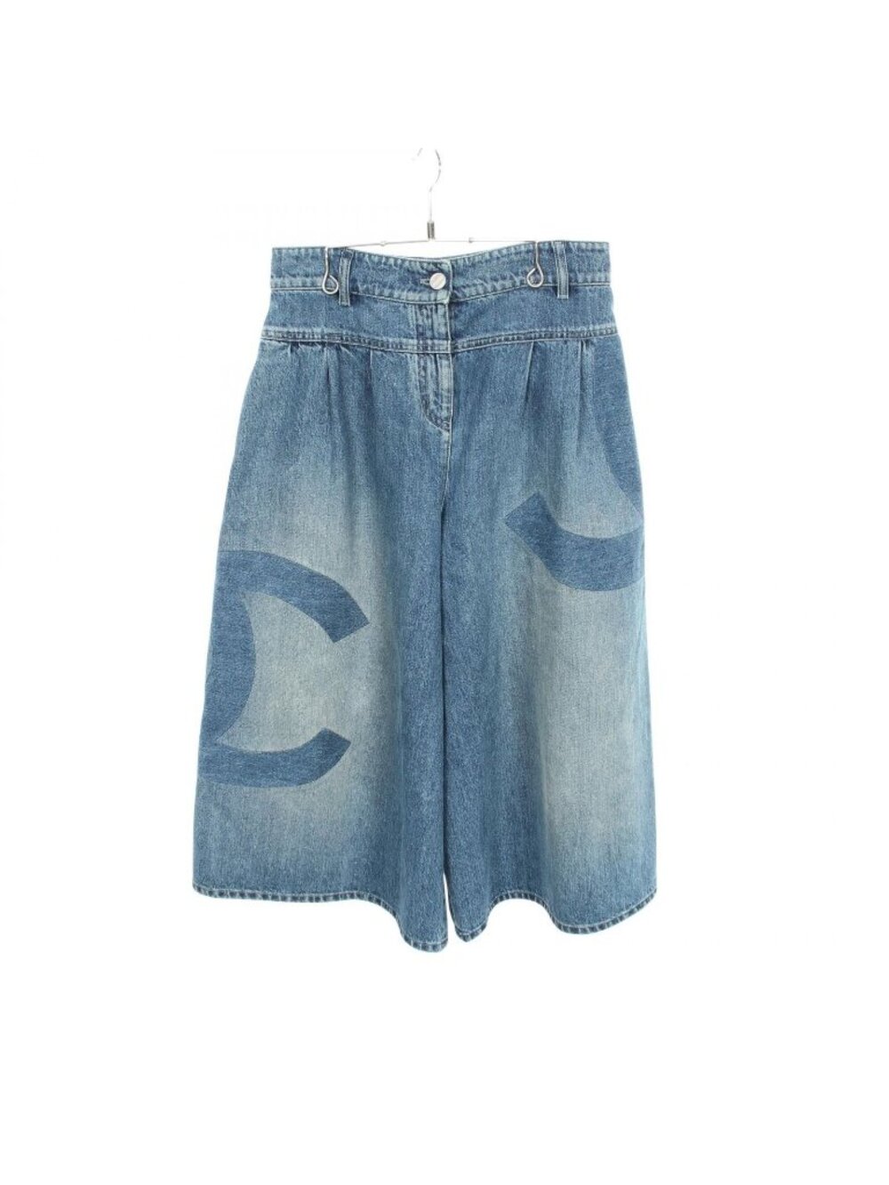 Chanel Pants CC Logo Denim Cotton